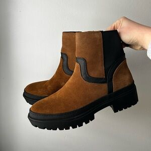 Lucky Brand Brown and Black Combat Boots